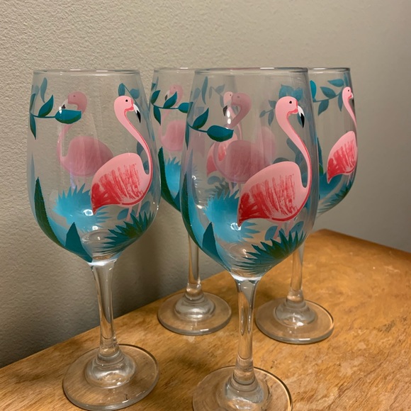Flamingo set of 4 wine glasses - Picture 3 of 5